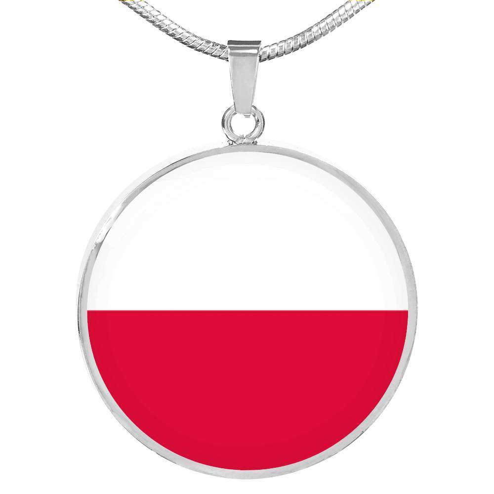 Poland Flag Necklace Polish Flag Stainless Steel or 18k Gold 18-22" - Express Your Love Gifts