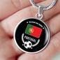 Portugal Flag & Futbol/Soccer Circle Necklace Stainless Steel or 18k Gold 18-22" - Express Your Love Gifts