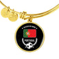 Portugal Flag & Futbol/Soccer Stainless Steel or 18k Gold Circle Bangle Bracelet - Express Your Love Gifts