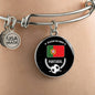 Portugal Flag & Futbol/Soccer Stainless Steel or 18k Gold Circle Bangle Bracelet - Express Your Love Gifts