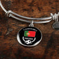 Portugal Flag & Futbol/Soccer Stainless Steel or 18k Gold Circle Bangle Bracelet - Express Your Love Gifts