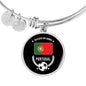 Portugal Flag & Futbol/Soccer Stainless Steel or 18k Gold Circle Bangle Bracelet - Express Your Love Gifts