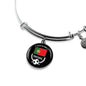 Portugal Flag & Futbol/Soccer Stainless Steel or 18k Gold Circle Bangle Bracelet - Express Your Love Gifts