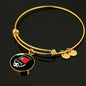 Portugal Flag & Futbol/Soccer Stainless Steel or 18k Gold Circle Bangle Bracelet - Express Your Love Gifts