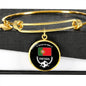 Portugal Flag & Futbol/Soccer Stainless Steel or 18k Gold Circle Bangle Bracelet - Express Your Love Gifts
