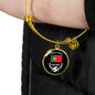 Portugal Flag & Futbol/Soccer Stainless Steel or 18k Gold Circle Bangle Bracelet - Express Your Love Gifts