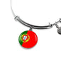 Portugal Flag Bracelet Portugal Flag Stainless Steel or 18k Gold Circle Bangle - Express Your Love Gifts