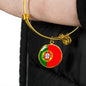 Portugal Flag Bracelet Portugal Flag Stainless Steel or 18k Gold Circle Bangle - Express Your Love Gifts