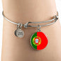 Portugal Flag Bracelet Portugal Flag Stainless Steel or 18k Gold Circle Bangle - Express Your Love Gifts