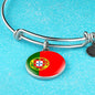 Portugal Flag Bracelet Portugal Flag Stainless Steel or 18k Gold Circle Bangle - Express Your Love Gifts