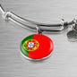 Portugal Flag Bracelet Portugal Flag Stainless Steel or 18k Gold Circle Bangle - Express Your Love Gifts