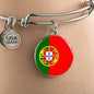 Portugal Flag Bracelet Portugal Flag Stainless Steel or 18k Gold Circle Bangle - Express Your Love Gifts