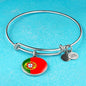 Portugal Flag Bracelet Portugal Flag Stainless Steel or 18k Gold Circle Bangle - Express Your Love Gifts