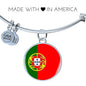 Portugal Flag Bracelet Portugal Flag Stainless Steel or 18k Gold Circle Bangle - Express Your Love Gifts