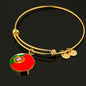 Portugal Flag Bracelet Portugal Flag Stainless Steel or 18k Gold Circle Bangle - Express Your Love Gifts