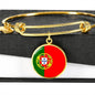 Portugal Flag Bracelet Portugal Flag Stainless Steel or 18k Gold Circle Bangle - Express Your Love Gifts