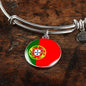 Portugal Flag Bracelet Portugal Flag Stainless Steel or 18k Gold Circle Bangle - Express Your Love Gifts