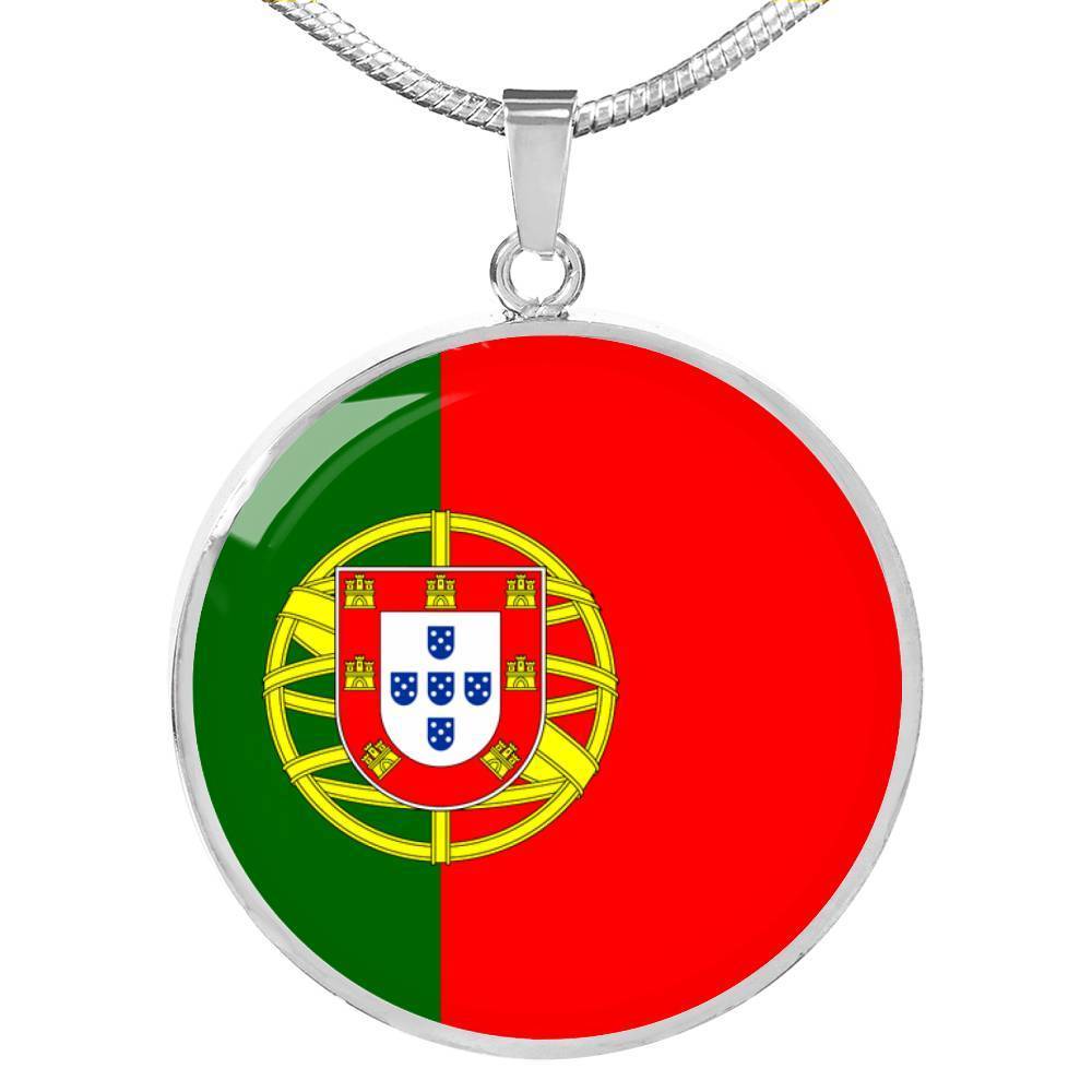 Portugal Flag Necklace Portugal Flag Stainless Steel or 18k Gold 18-22" - Express Your Love Gifts