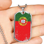 Portugal Flag Necklace Portugal Flag Stainless Steel or 18k Gold Dog Tag 24"-Express Your Love Gifts