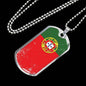 Portugal Flag Necklace Portugal Flag Stainless Steel or 18k Gold Dog Tag 24"-Express Your Love Gifts