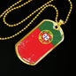 Portugal Flag Necklace Portugal Flag Stainless Steel or 18k Gold Dog Tag 24"-Express Your Love Gifts