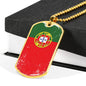 Portugal Flag Necklace Portugal Flag Stainless Steel or 18k Gold Dog Tag 24"-Express Your Love Gifts