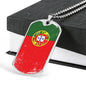 Portugal Flag Necklace Portugal Flag Stainless Steel or 18k Gold Dog Tag 24"-Express Your Love Gifts