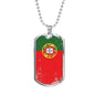 Portugal Flag Necklace Portugal Flag Stainless Steel or 18k Gold Dog Tag 24"-Express Your Love Gifts