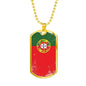Portugal Flag Necklace Portugal Flag Stainless Steel or 18k Gold Dog Tag 24"-Express Your Love Gifts