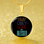 Pray Obey Love Blessed Stainless Steel or 18k Gold Circle Pendant 18-22" - Express Your Love Gifts