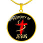 Property Of Jesus Christian Circle Necklace 18k Gold 18-22"-Express Your Love Gifts