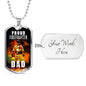 Proud Firefighter Dad Stainless Steel or 18k Gold Dog Tag 24" Chain - Express Your Love Gifts
