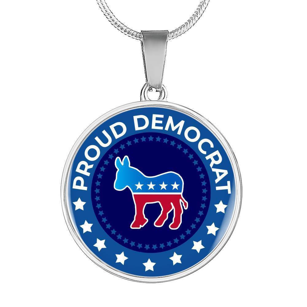 Proud Liberal Democrat Donkey Circle Necklace Stainless Steel or 18k Gold 18-22"-Express Your Love Gifts