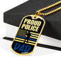 Proud Police Police Dad Dog Tag Stainless Steel or 18k Gold 24" Chain Dad Gift - Express Your Love Gifts