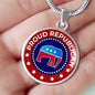 Proud Republican Circle Necklace Stainless Steel or 18k Gold 18-22"-Express Your Love Gifts