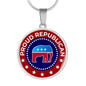 Proud Republican Circle Necklace Stainless Steel or 18k Gold 18-22"-Express Your Love Gifts