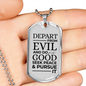Psalm 34:14 Necklace Stainless Steel or 18k Gold Dog Tag 24" Chain-Express Your Love Gifts