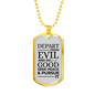 Psalm 34:14 Necklace Stainless Steel or 18k Gold Dog Tag 24" Chain-Express Your Love Gifts