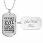 Psalm 34:14 Necklace Stainless Steel or 18k Gold Dog Tag 24" Chain-Express Your Love Gifts