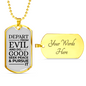 Psalm 34:14 Necklace Stainless Steel or 18k Gold Dog Tag 24" Chain-Express Your Love Gifts