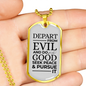 Psalm 34:14 Necklace Stainless Steel or 18k Gold Dog Tag 24" Chain-Express Your Love Gifts