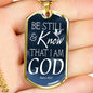Psalm 46:10 Be Still And Know Necklace Stainless Steel or 18k Gold Dog Tag 24" Chain - Express Your Love Gifts