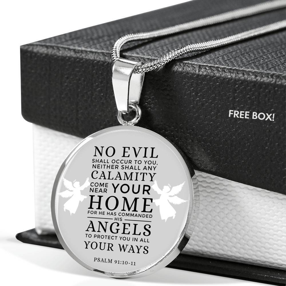 Psalm 91:1011 Circle Necklace Stainless Steel or 18k Gold 18-22" - Express Your Love Gifts