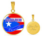 Puerto Rican Princess Circle Pendant Necklace Stainless Steel or 18k Gold 18-22" - Express Your Love Gifts