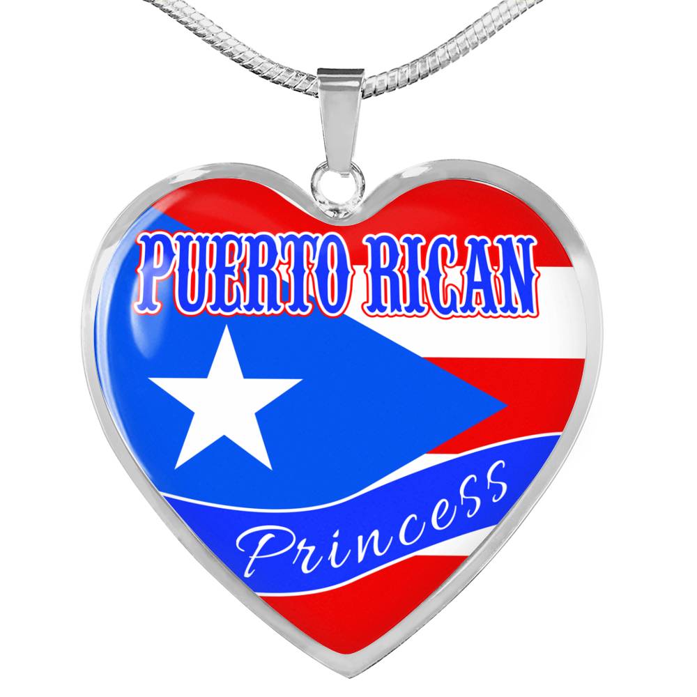Puerto Rican Princess Necklace Stainless Steel or 18k Gold Heart Pendant 18-22'' - Express Your Love Gifts