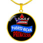 Puerto Rican Princess Circle Pendant Necklace Stainless Steel or 18k Gold 18-22" - Express Your Love Gifts