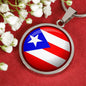 Puerto Rico Flag Circle Necklace Stainless Steel or 18k Gold 18-22" - Express Your Love Gifts