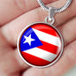 Puerto Rico Flag Circle Necklace Stainless Steel or 18k Gold 18-22" - Express Your Love Gifts