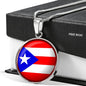 Puerto Rico Flag Circle Necklace Stainless Steel or 18k Gold 18-22" - Express Your Love Gifts