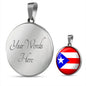 Puerto Rico Flag Circle Necklace Stainless Steel or 18k Gold 18-22" - Express Your Love Gifts